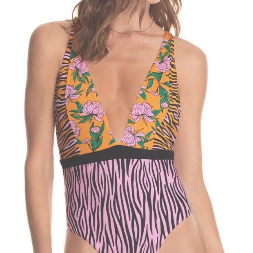 Maaji Fierce Flow Rainbow V-Plunge One Piece